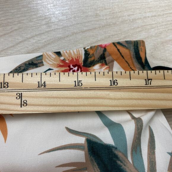 Dex Floral Hawaiian Print Midi Skirt Women XL Cream Red Ruffle Cottagecore Boho - Picture 9 of 11